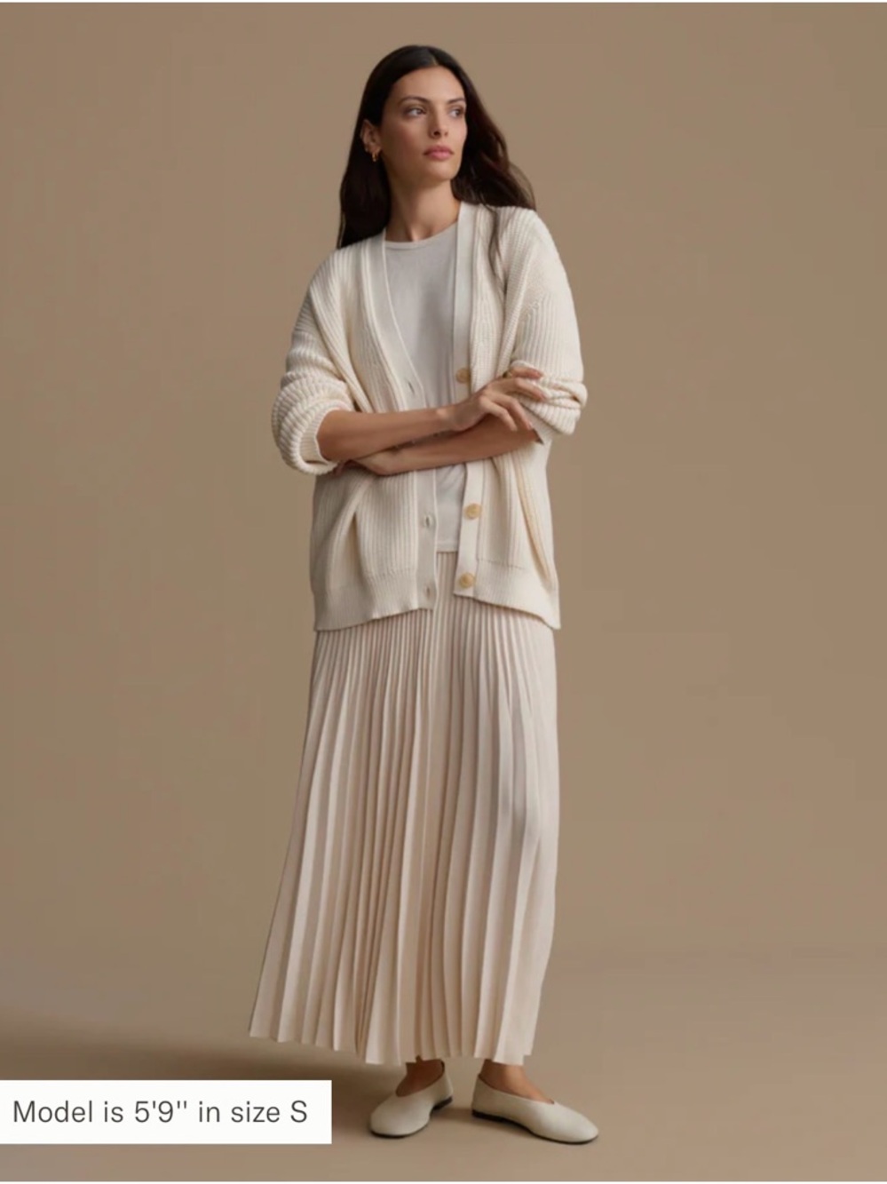Jenni Kayne Cream Pleated Maxi Skirt (Medium)